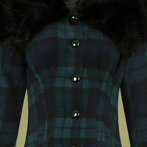 Collectif Pearl Coat Blackwatch Plaid - Picture 2 of 3